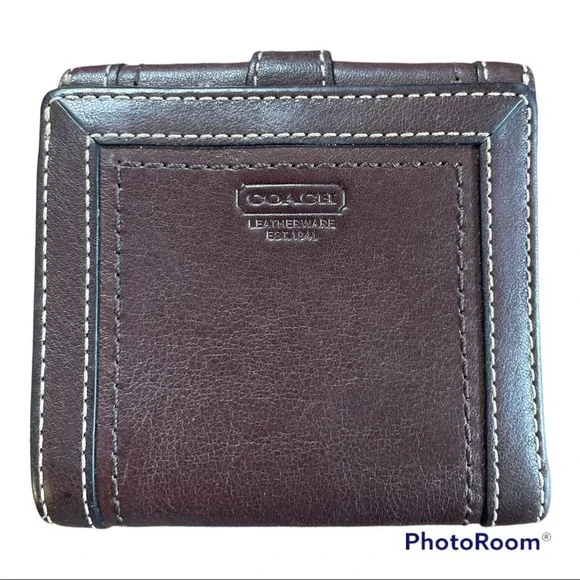 Coach Brown Silver Buckle Bifold Leather Wallet - Picture 3 of 5